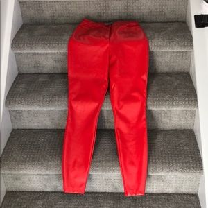 Red vegan Leather pants